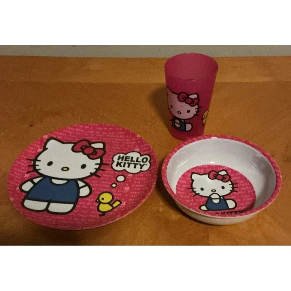 Zack Designs Hello‎ Kitty 3 Piece Kids Dinner Set, Plate, Bowl And Cup